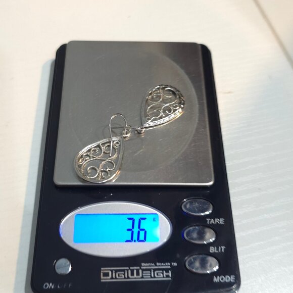 Sterling Silver Fancy Filigree Cute Dangle Earrings A424 - Picture 6 of 6